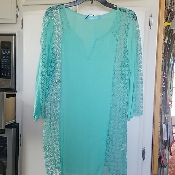 Turquoise Crochet Swim Cover up - Picture 7 of 7